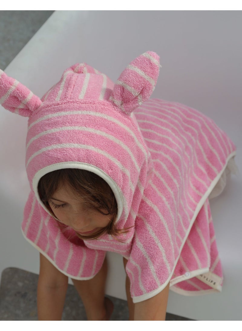 Sunnylife Kids Hooded Towel for Toddlers – Cotton Candy Pink Stripe, Soft & Absorbent Bath, Beach & Swimming Towel for Girls & Boys - Image 5